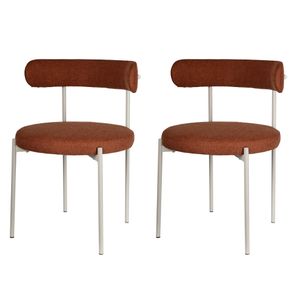 15 Kit 2 Cadeiras Serena Rivatti 54 cm -Largura- Estofado em Tecido Marrom e Base em Aco Areia